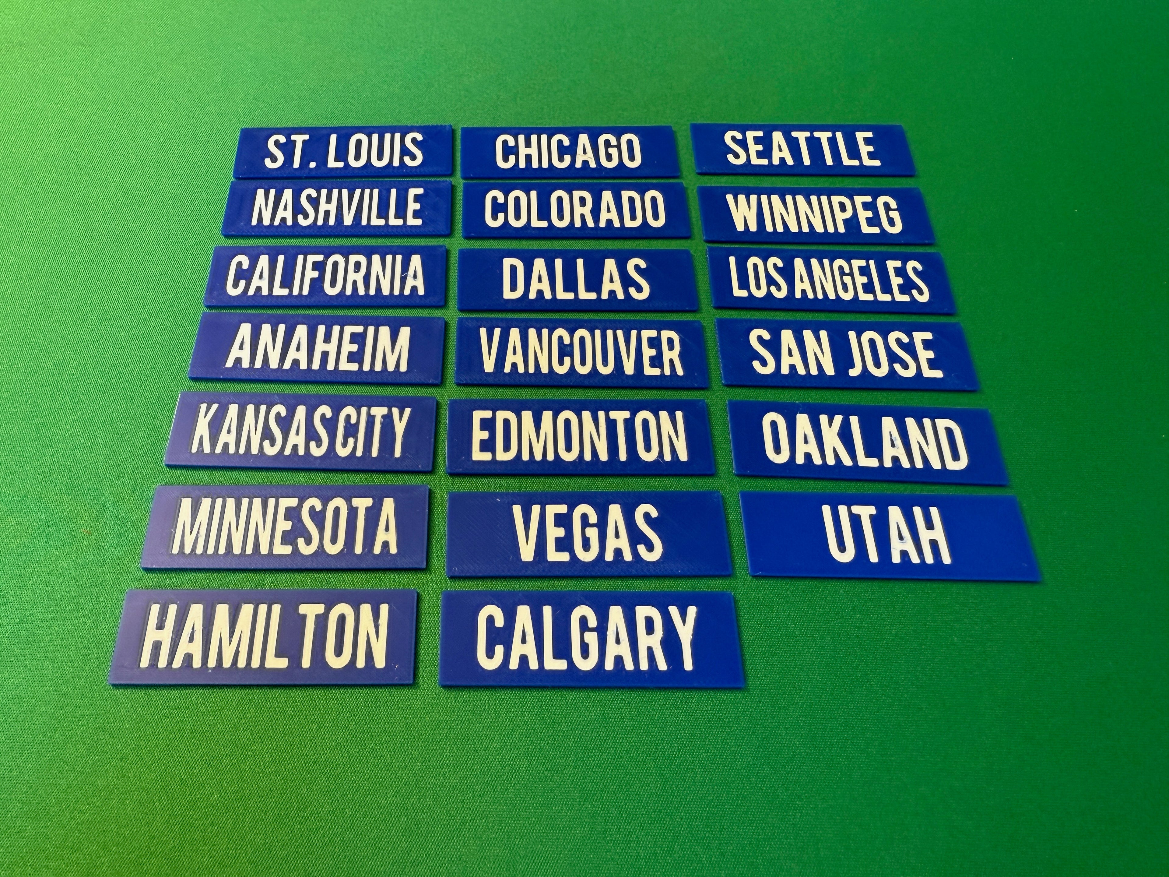 Scoreboard Nameplates for NHL Western Conf. Cities